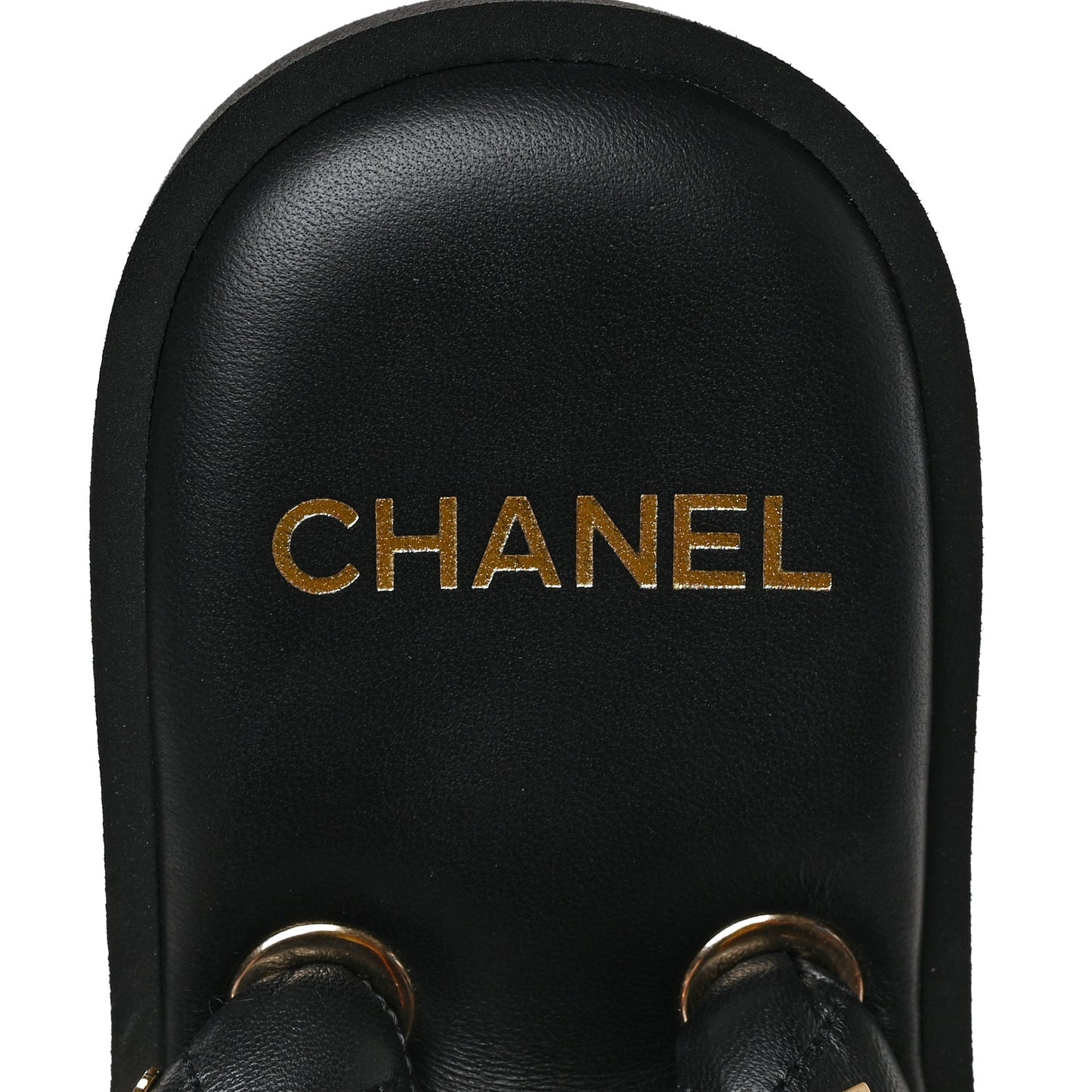 Lambskin Quilted Padded Charms Thong Sandals 39.5 Black