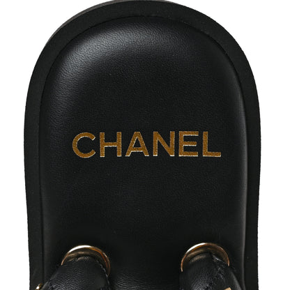 Chanel Lambskin Quilted Padded Charms Thong Sandals 39.5 Black 7 of 8