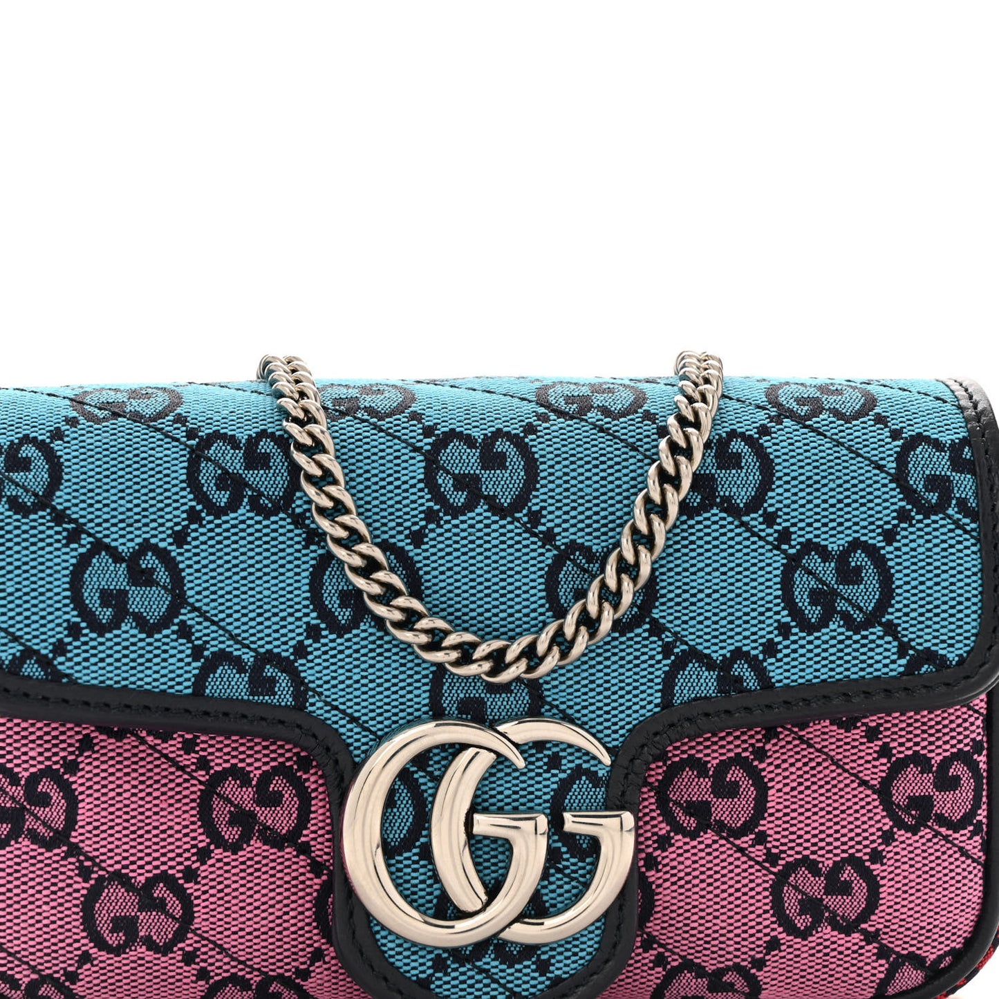 Monogram Multicolor Matelasse Diagonal Super Mini GG Marmont Shoulder Bag Light Blue Pink Blue Green Red