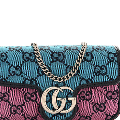 Gucci Monogram Multicolor Matelasse Diagonal Super Mini GG Marmont Shoulder Bag Light Blue Pink Blue Green Red 8 of 11