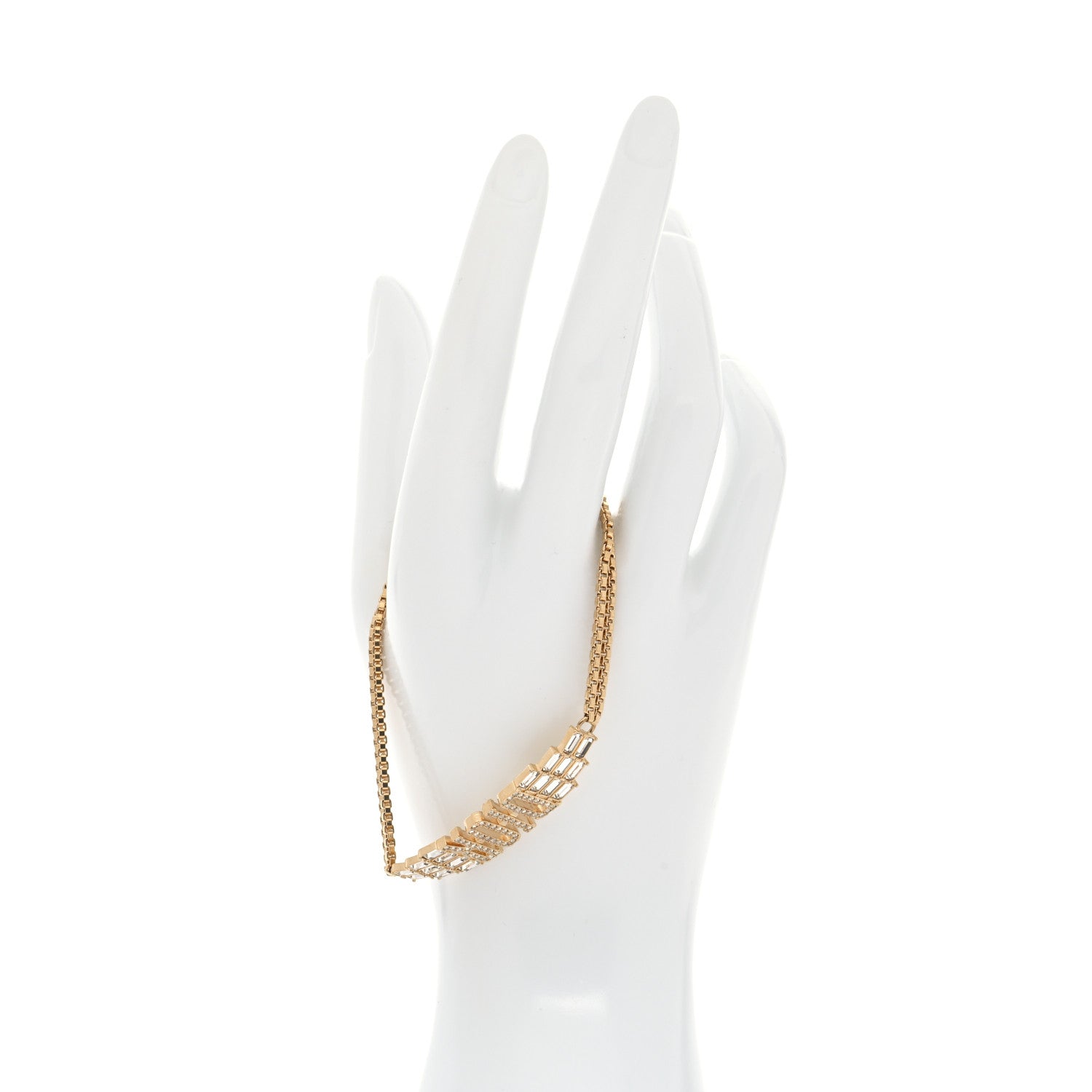 Christian Dior Crystal Metal Logo Bracelet Gold 2 of 6