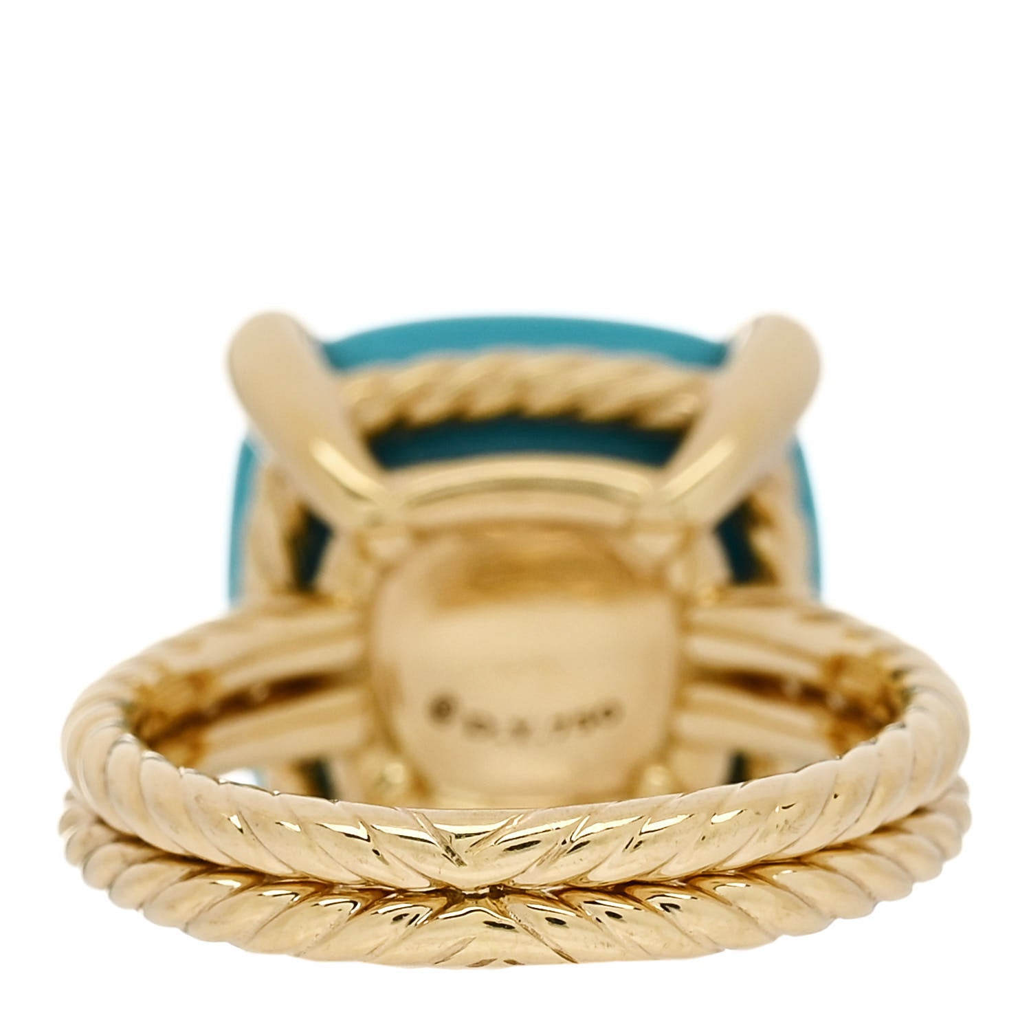 David Yurman 18K Yellow Gold Diamond Turquoise 14mm Chatelaine Ring 51 5.75 4 of 5