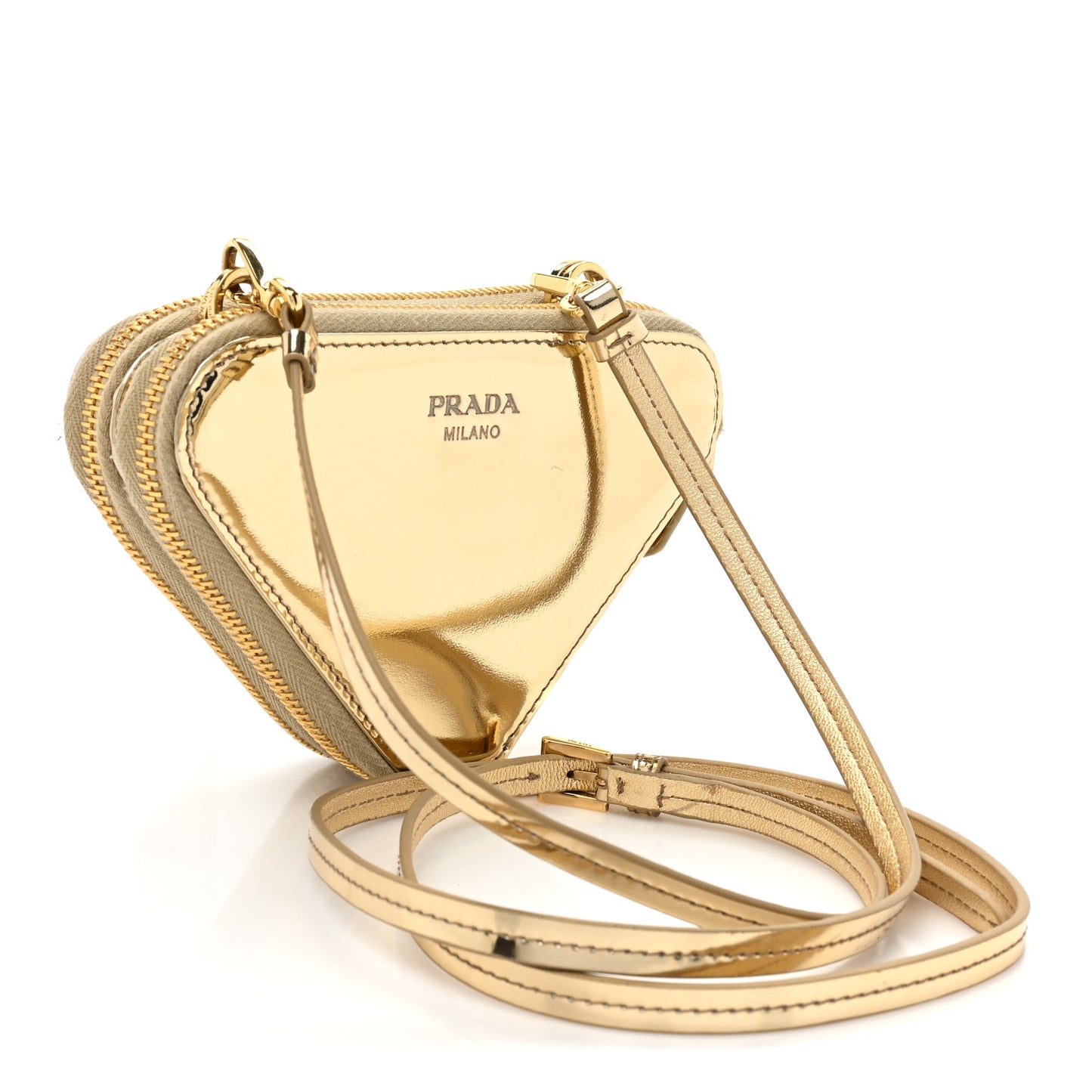 Satin Crystal Mini Triangle Crossbody Pouch Platino