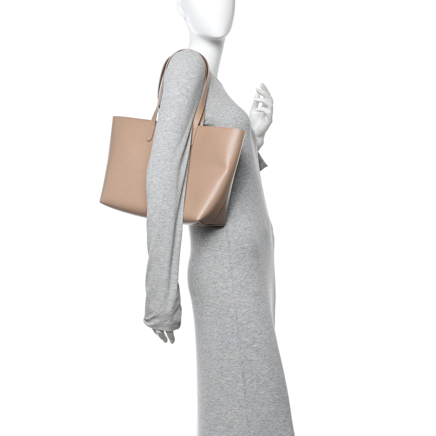 Saffiano Small Zip Tote Beige