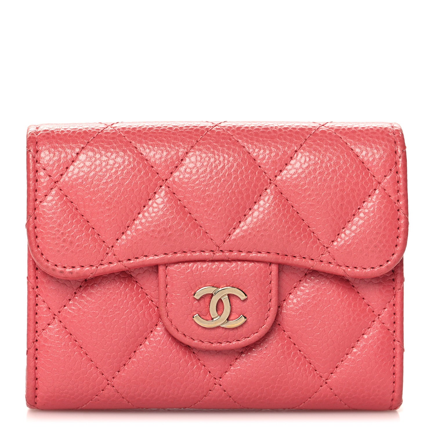 Chanel Caviar Quilted Flap Card Holder Wallet Pink 1 of 9