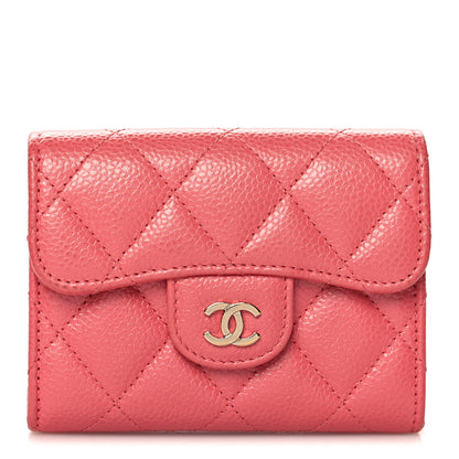 Chanel Caviar Quilted Flap Card Holder Wallet Pink 1 of 9