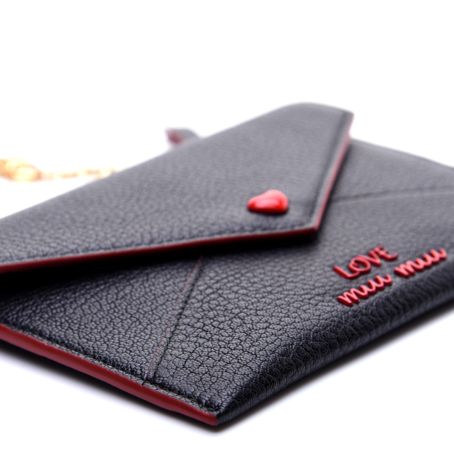 Miu Miu Goatskin Madras Love Wristlet Pouch Black 6 of 11