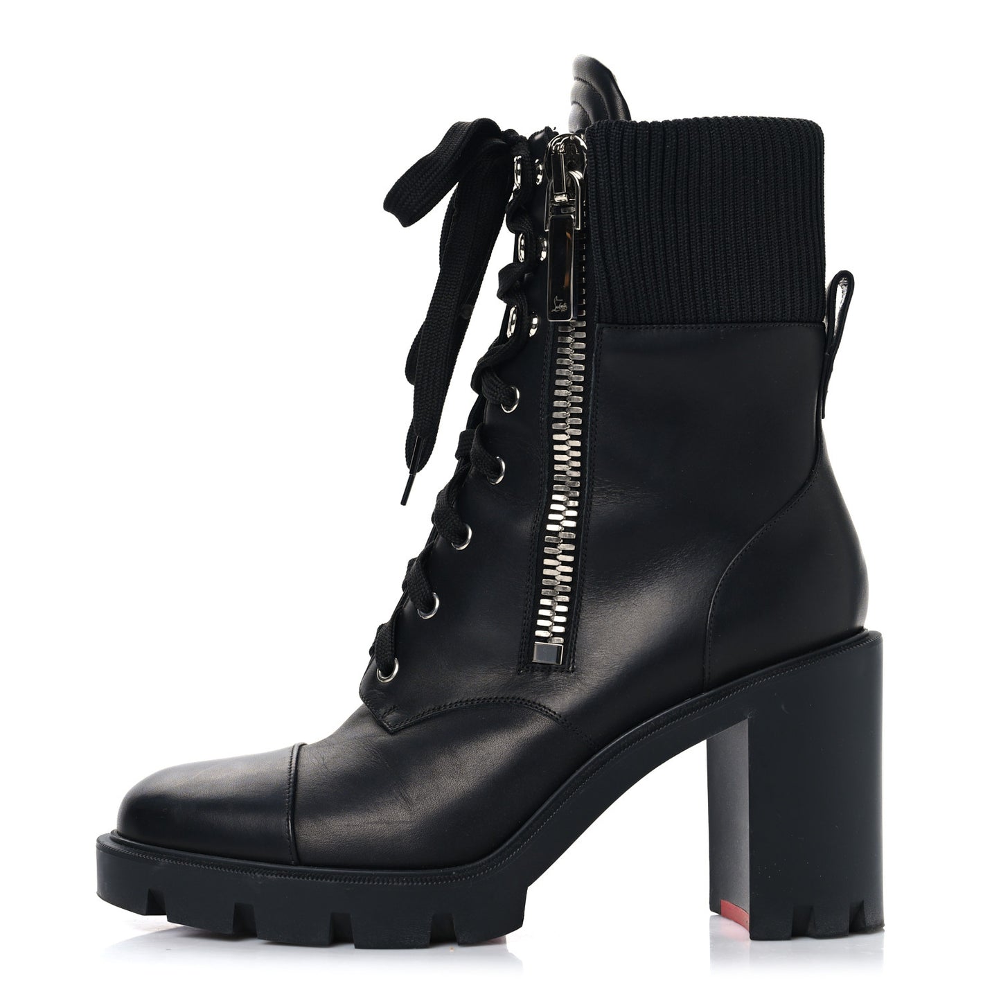 Calfskin Knit En Hiver Mixed Dual-Zip Booties 41 Black