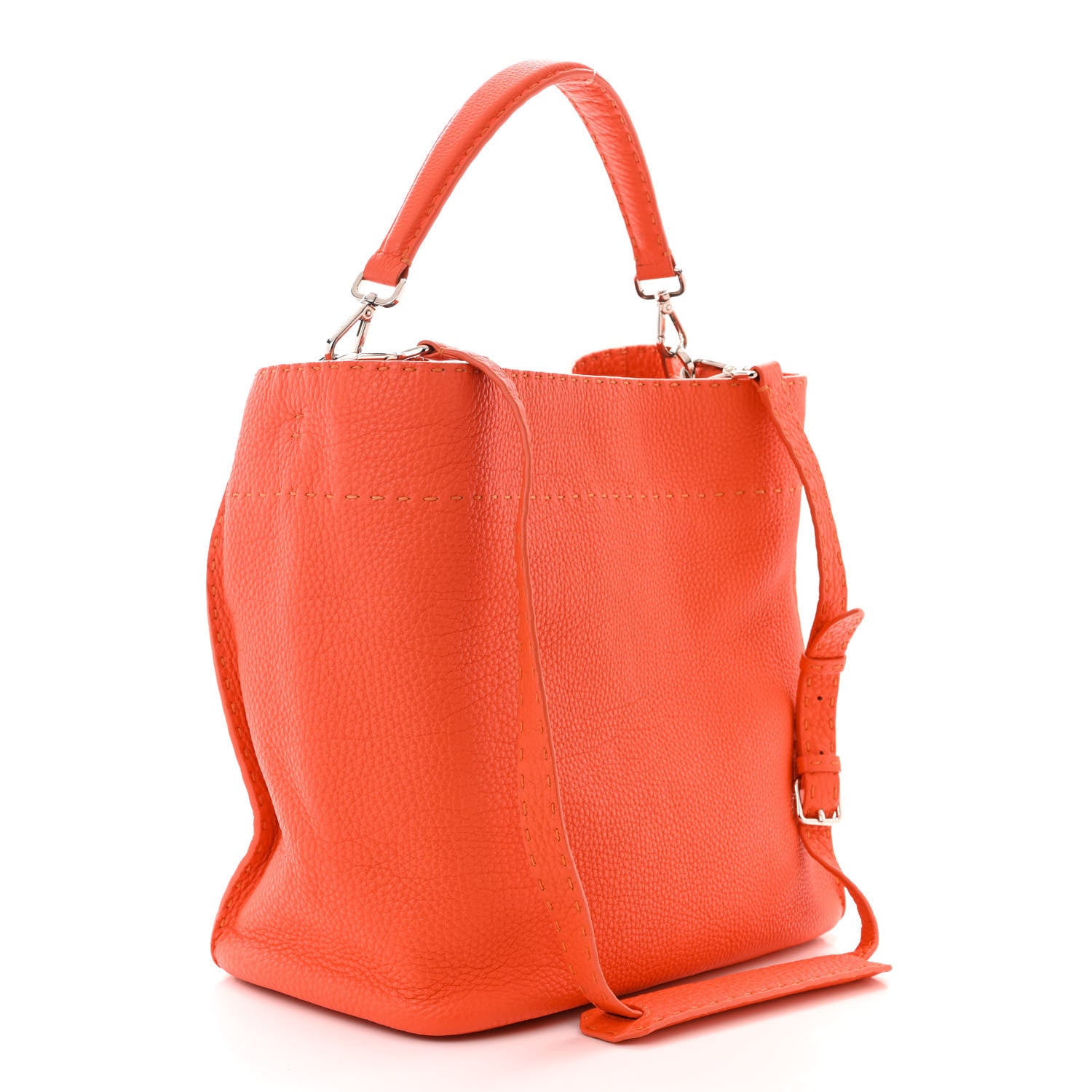 Fendi Cuoio Romano Selleria Large Anna Bucket Bag Arancio 3 of 10