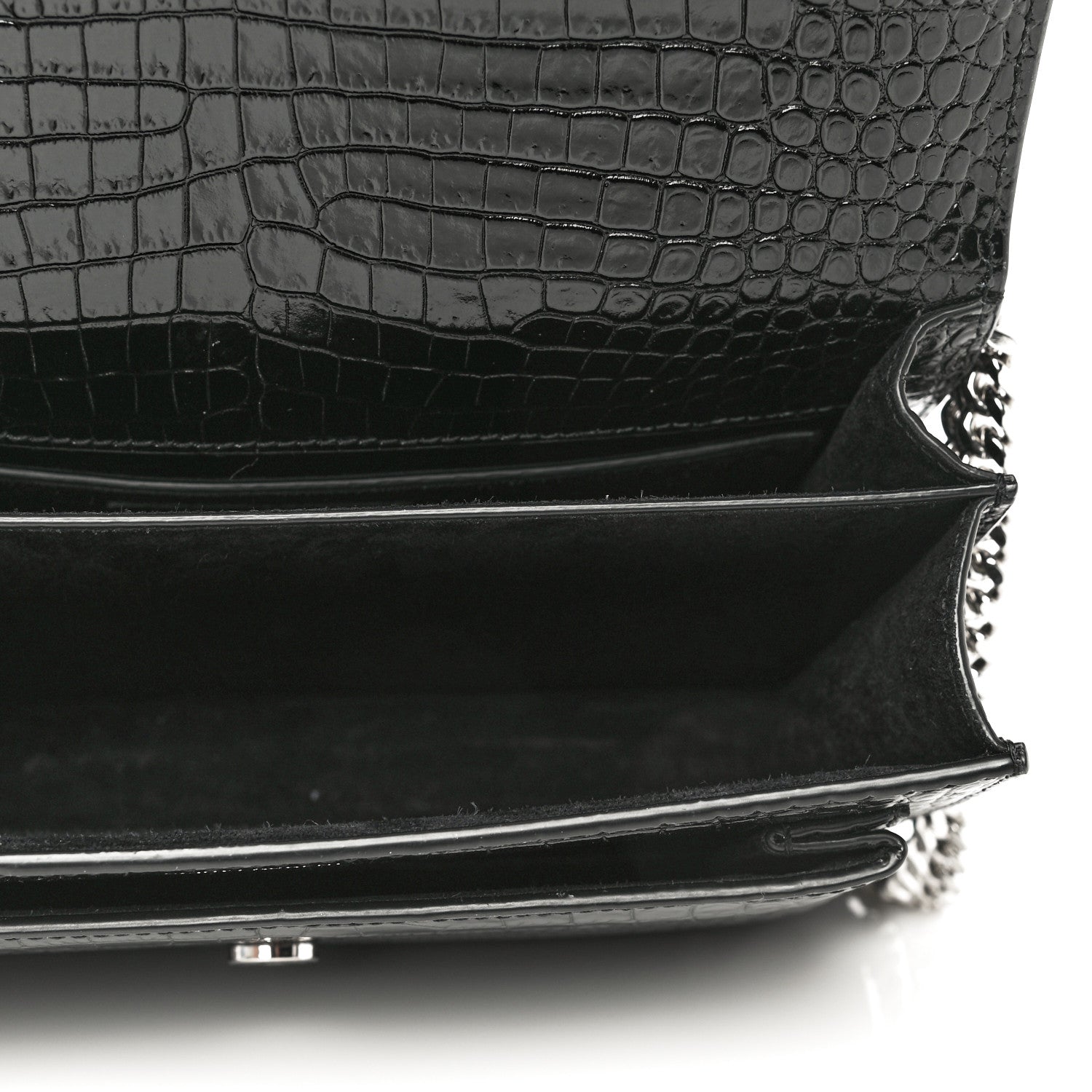 Saint Laurent Calfskin Crocodile Embossed Medium Monogram Sunset Black 5 of 11