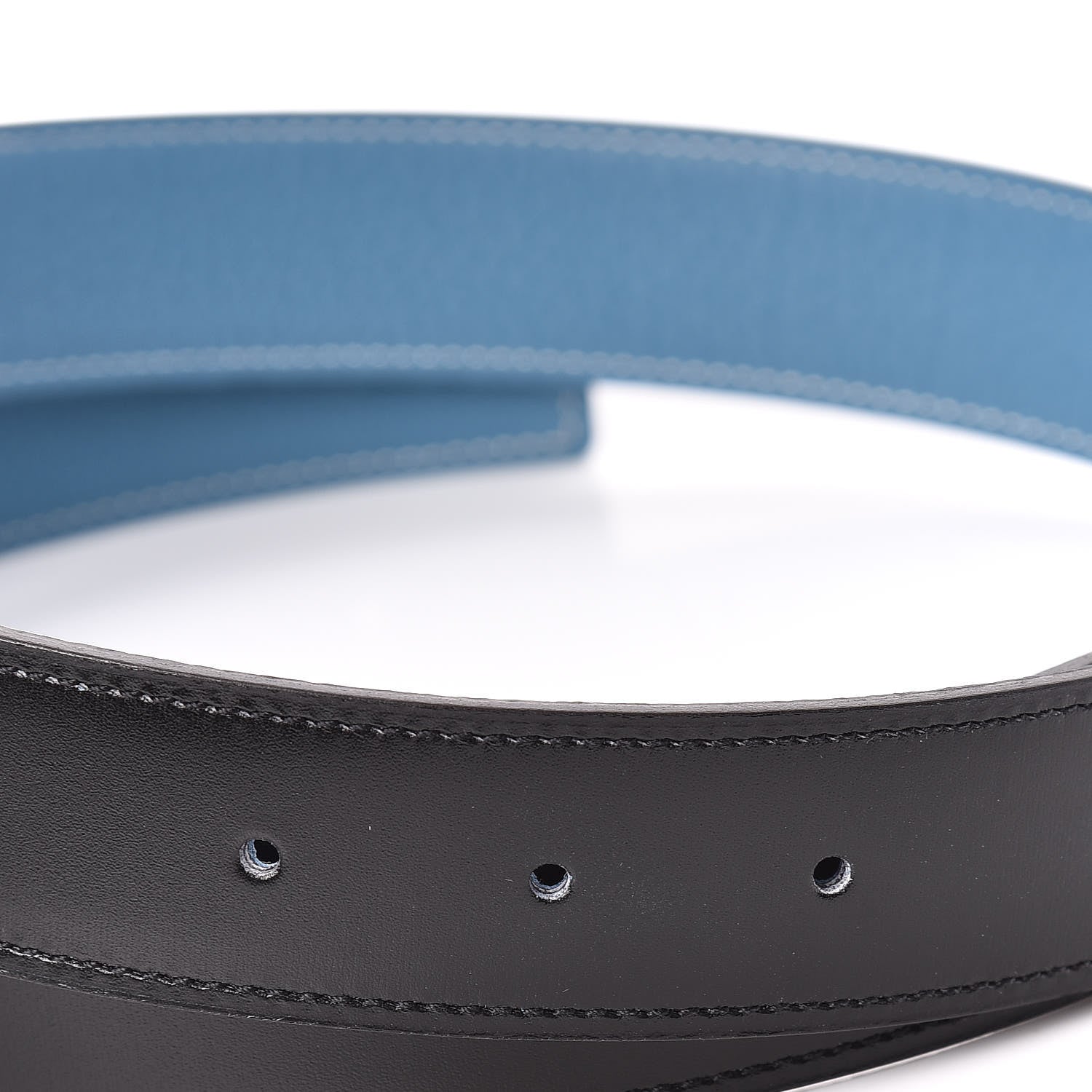 Hermes Box Togo 32mm Belt Strap 90 Black Blue Jean 3 of 5