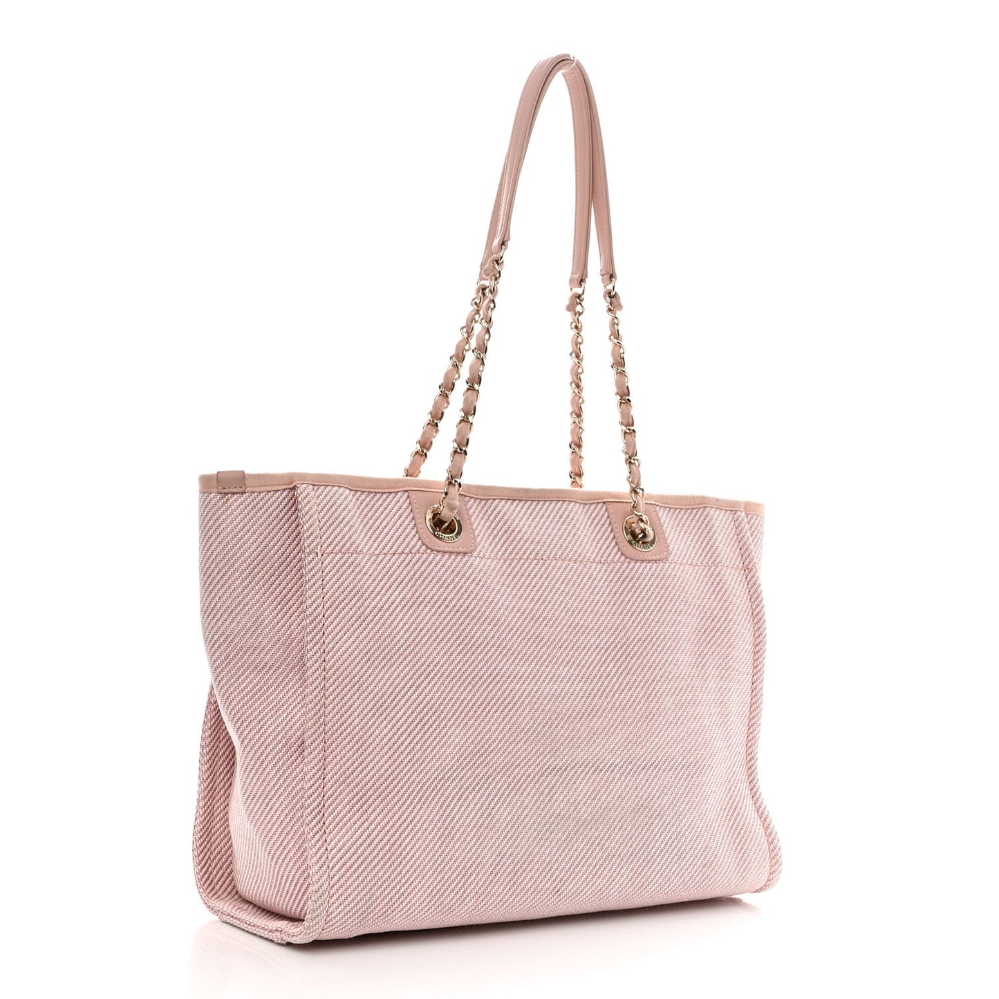 Mixed Fibers Calfskin Small Deauville Tote Rose Pink