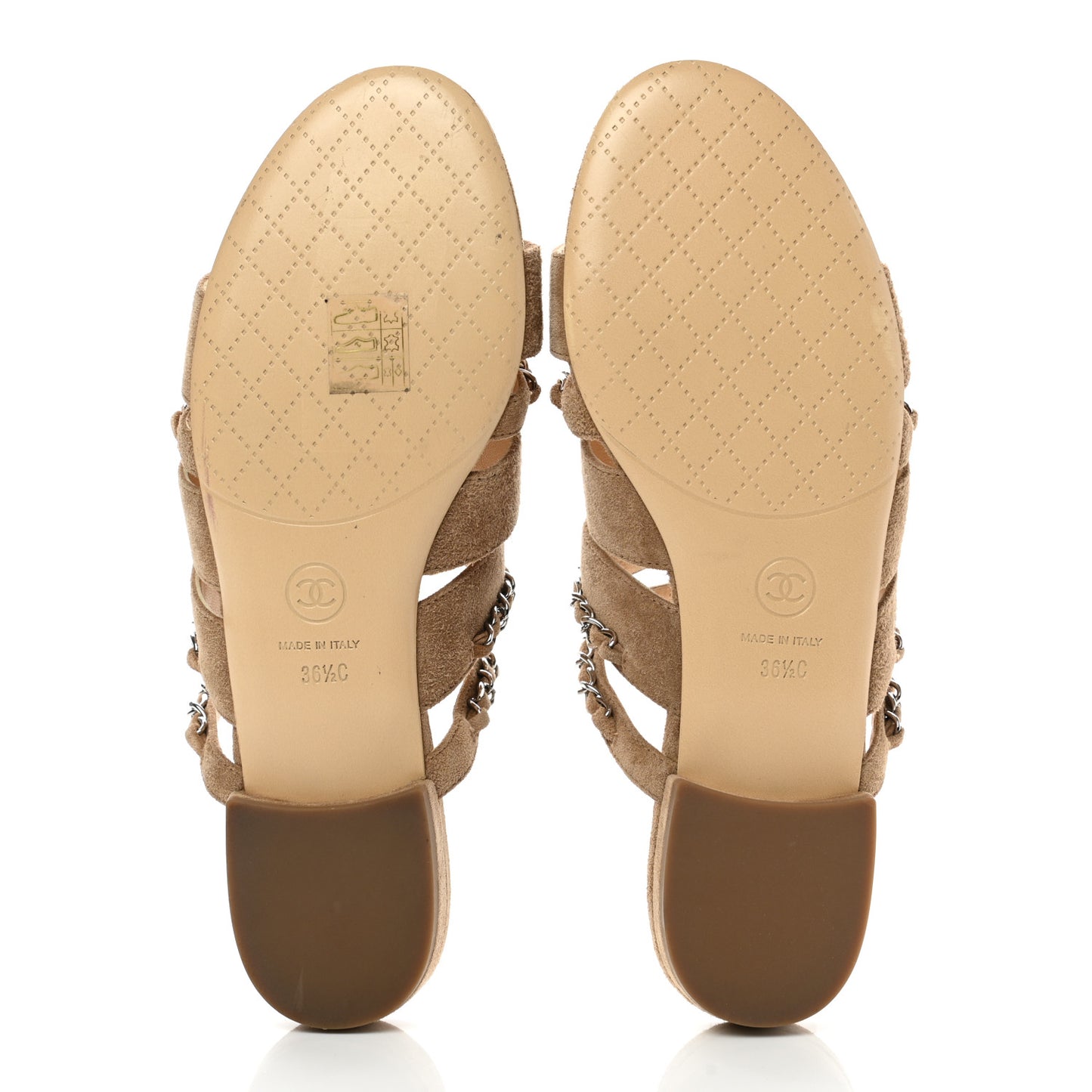 Suede Chain Mule Sandals 36.5 Beige