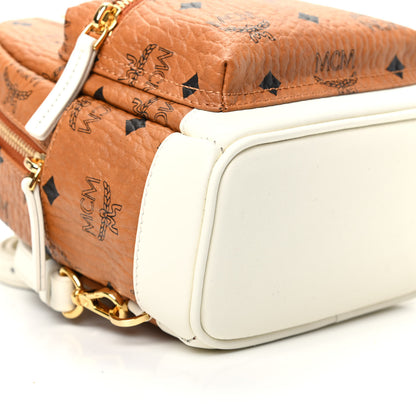 MCM Visetos X-Mini Stark Backpack Cognac White 7 of 9