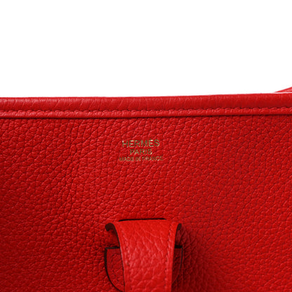 Hermes Taurillon Clemence Evelyne III PM Rouge De Coeur 6 of 8