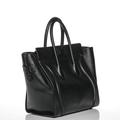 Celine Drummed Calfskin Mini Luggage Black 3 of 6
