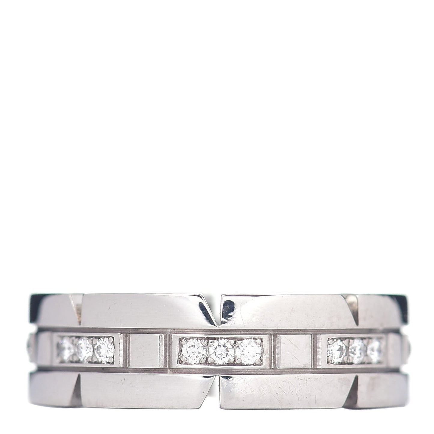 18K White Gold Diamond Tank Francaise Band Ring 51 5.75