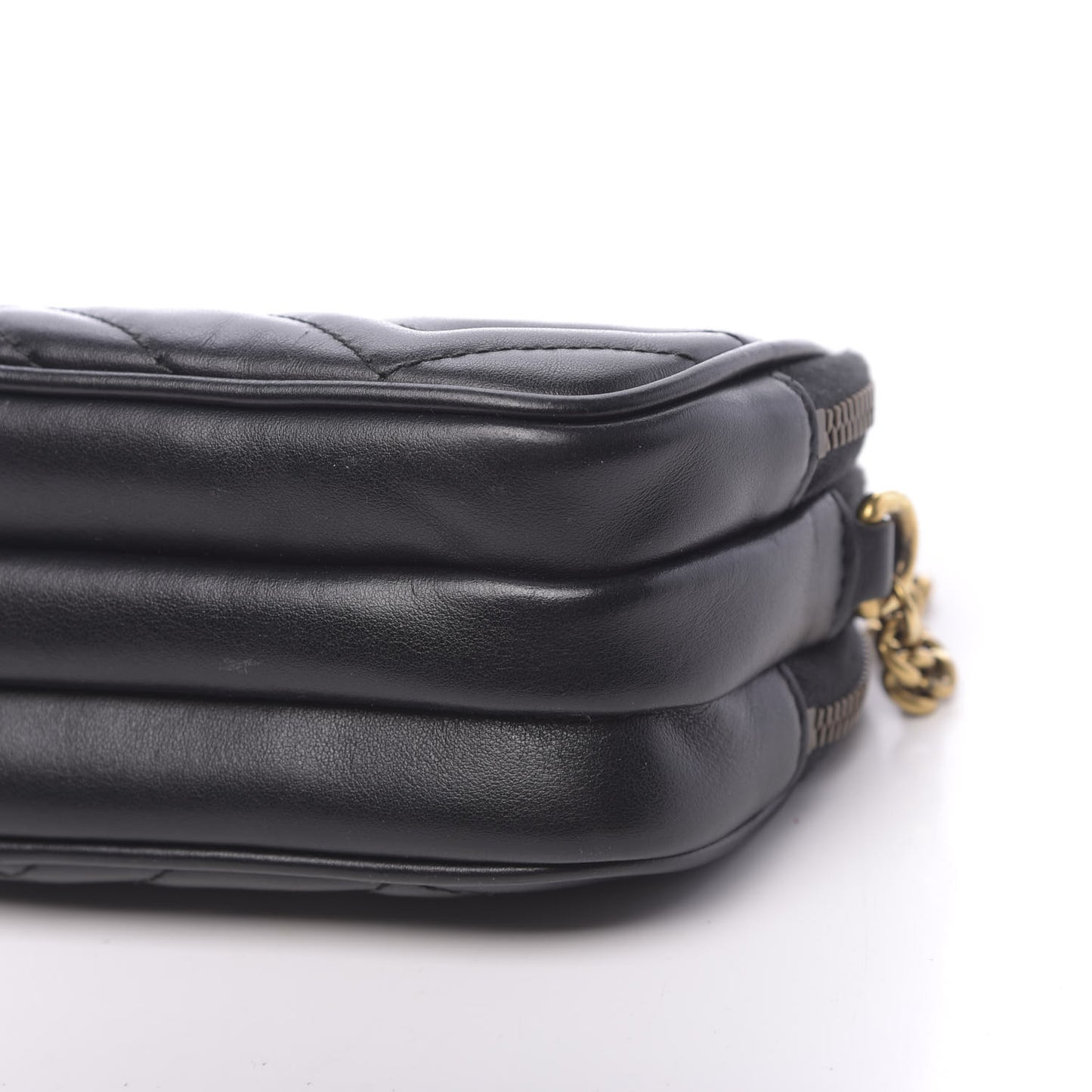 Calfskin Matelasse Mini GG Marmont Chain Crossbody Bag Black