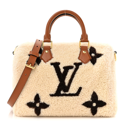 Louis Vuitton Monogram Shearling Speedy Bandouliere 25 Cream Brown 1 of 14