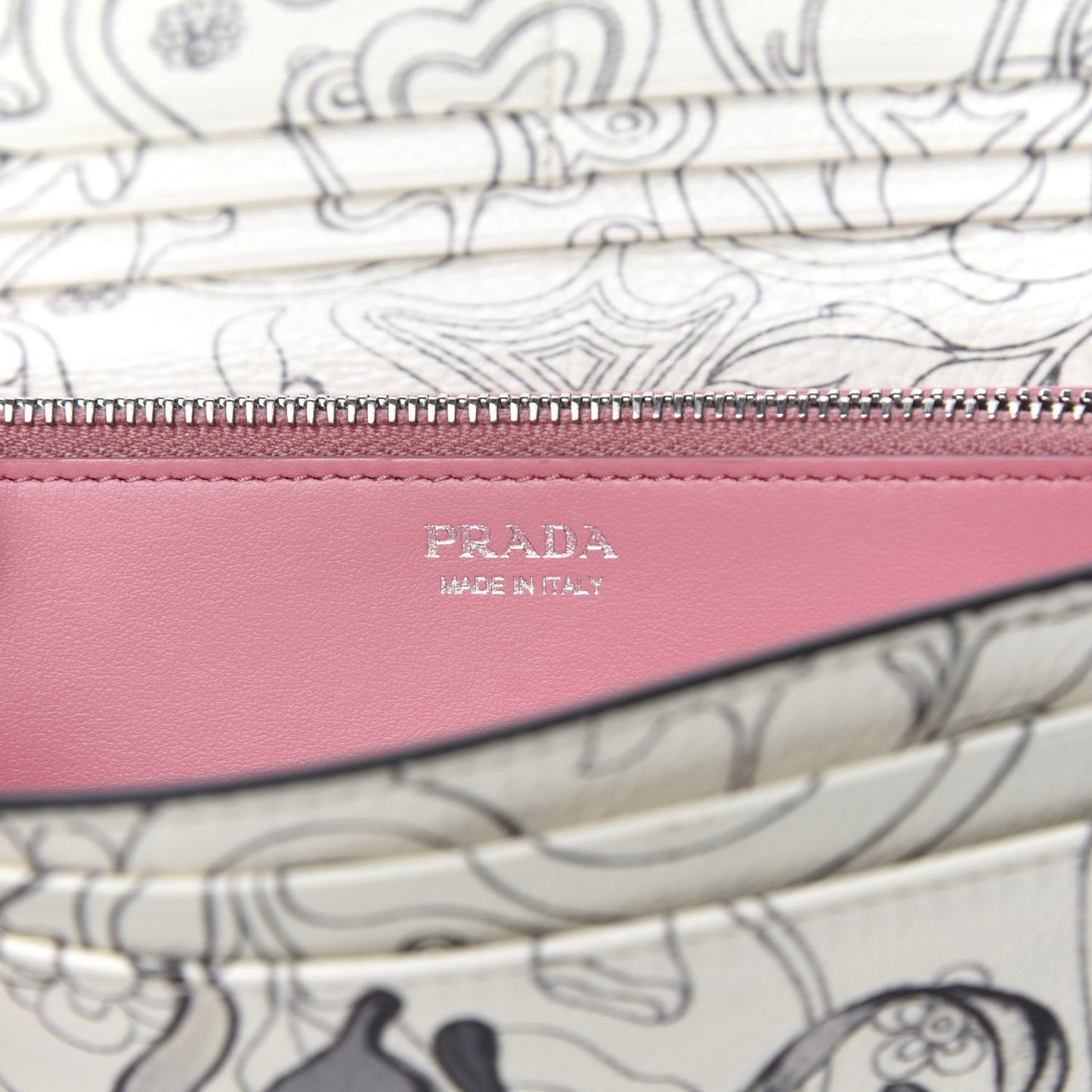 X JAMES JEAN Glace Calfskin Rabbit Print Continental Wallet Opaline