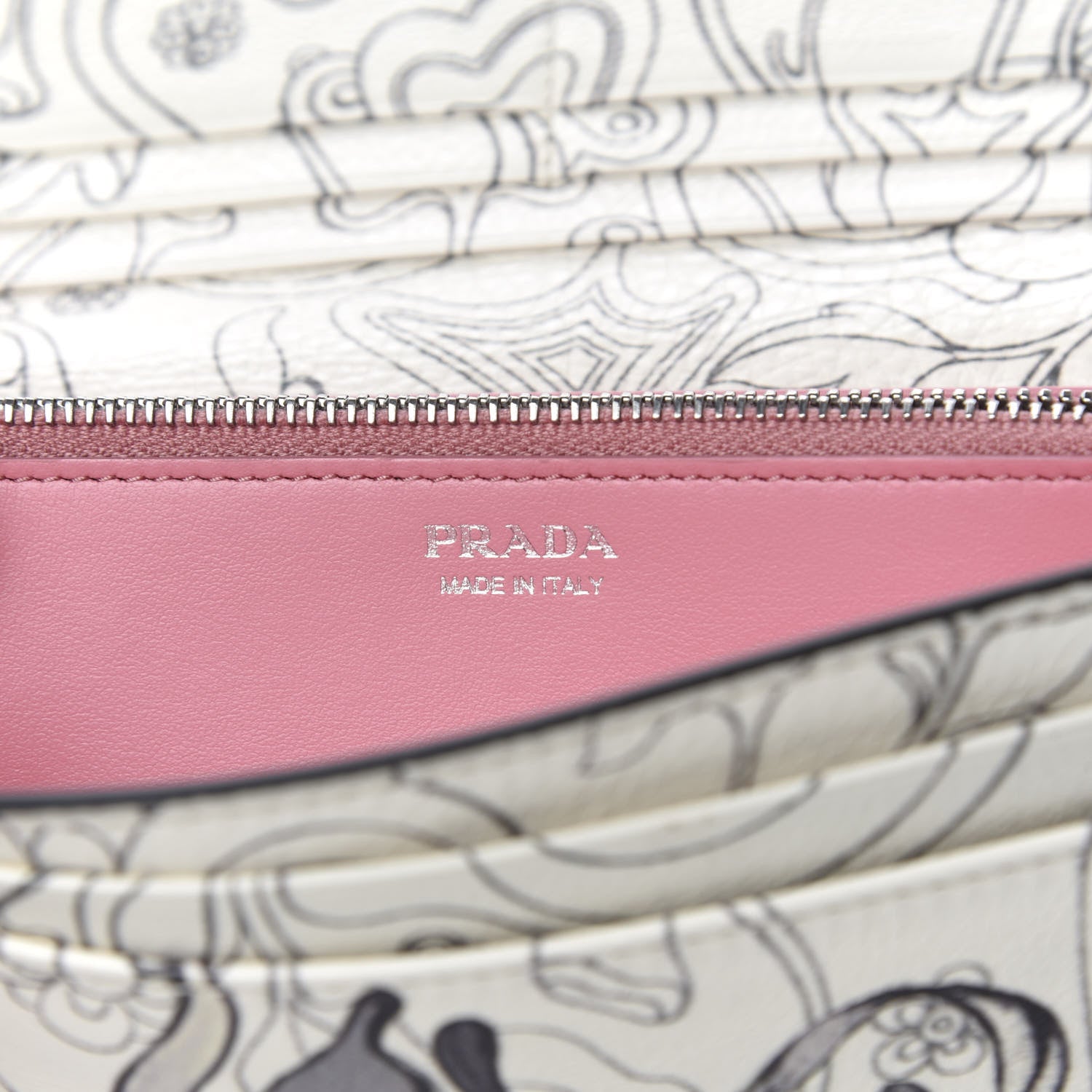 Prada X JAMES JEAN Glace Calfskin Rabbit Print Continental Wallet Opaline 6 of 7