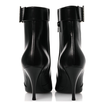 Saint Laurent Goatskin Crystal Buckle Claude 90 Ankle Booties 37.5 Black 6 of 14