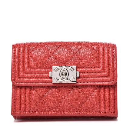 Chanel Caviar Quilted Small Boy Flap Wallet Red 1 of 10