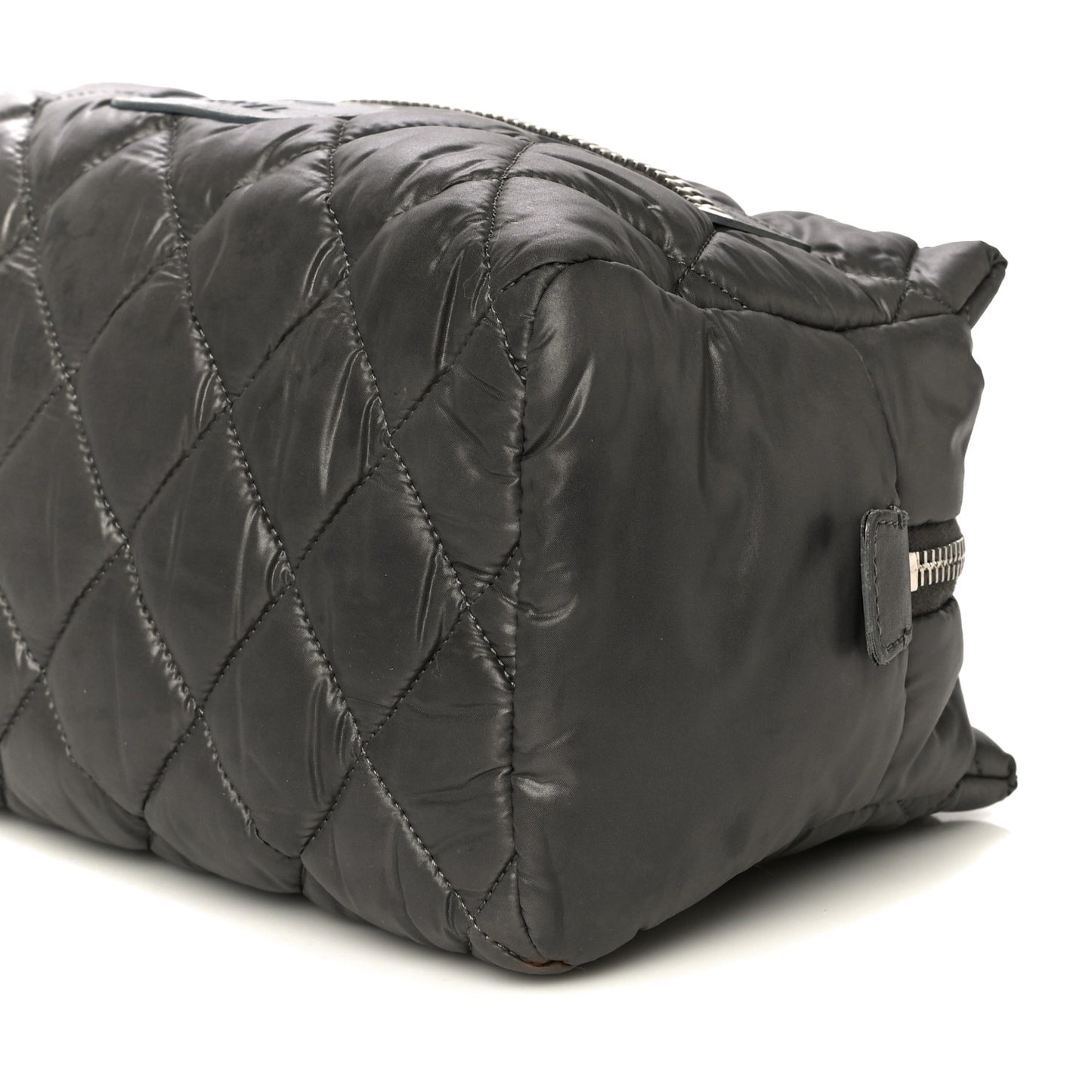 Nylon Quilted Cocoon Cosmetic Case Grey