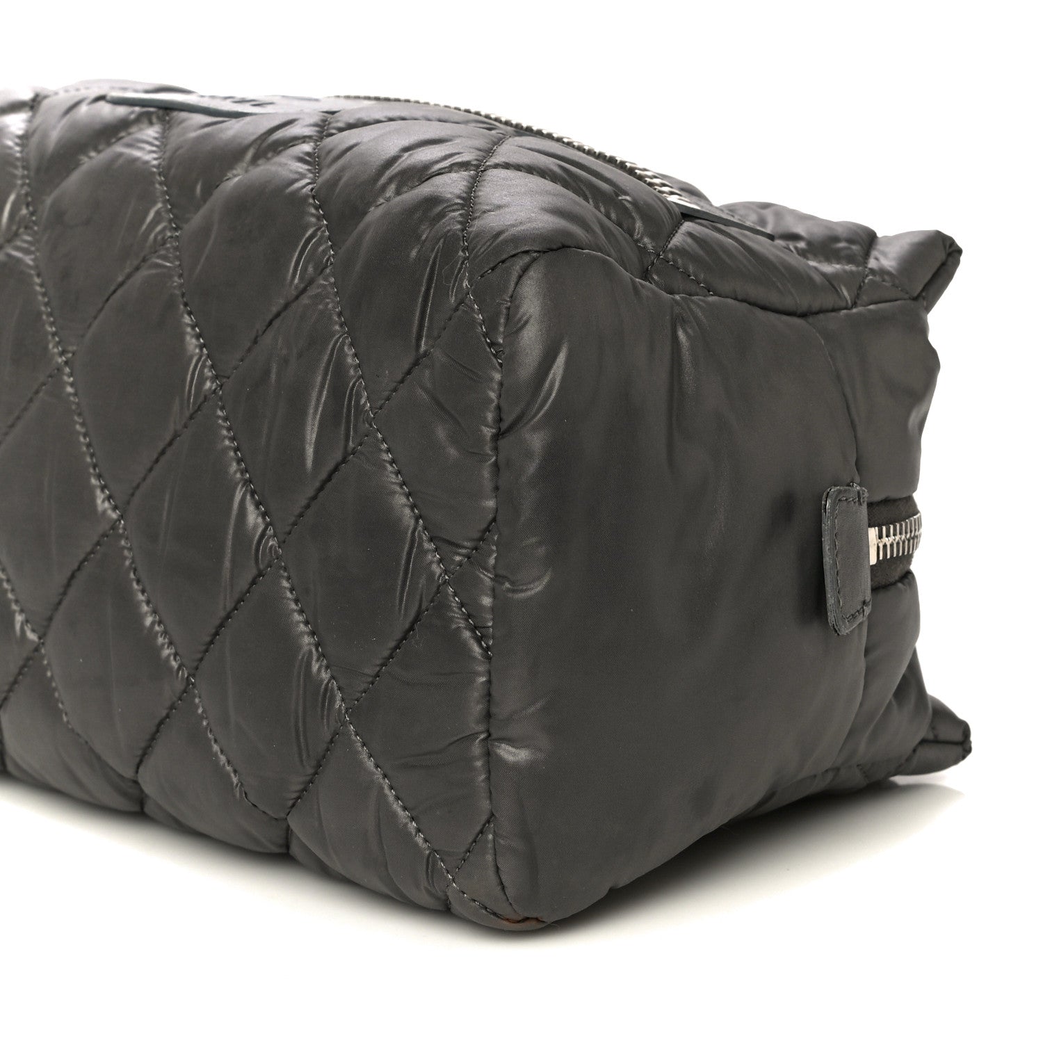 Chanel Nylon Quilted Cocoon Cosmetic Case Grey 10 of 16