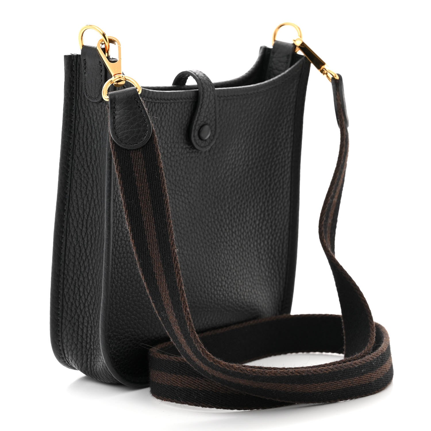 Hermes Taurillon Clemence Amazone Evelyne TPM Black Chocolate 3 of 10