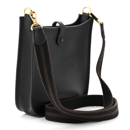 Hermes Taurillon Clemence Amazone Evelyne TPM Black Chocolate 3 of 10