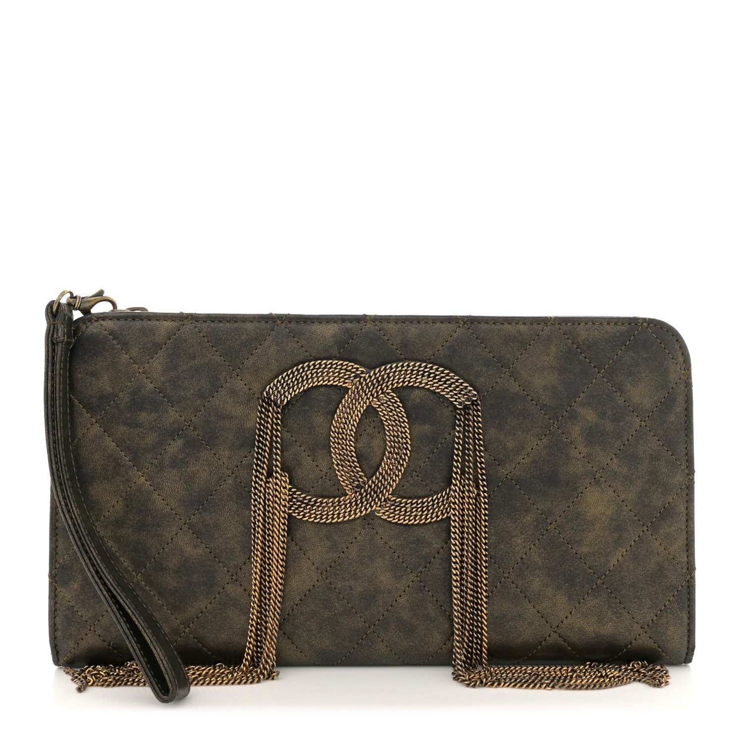 Chanel Calfskin Quilted Chain CC Chain Clutch Argent Fonce 1 of 11