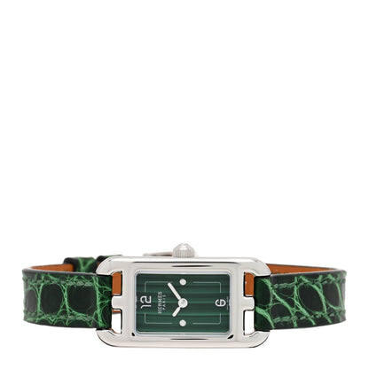 Hermes Stainless Steel Alligator Diamond Malachite 17mm Nantucket Quartz Watch Vert Moyen 2 of 5