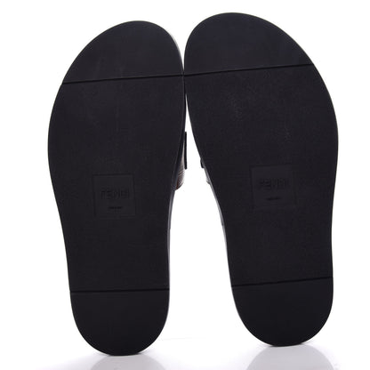 Fendi X FILA Glazed Fabric Calfskin FF 1974 Mania Mens Slide Sandals 7 Mogano Panna Blueberry Caipiroska 6 of 10