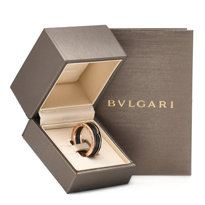 Bulgari 18K Rose Gold Black Ceramic Matte B.Zero1 Two-Band Ring 63 10.25 6 of 6