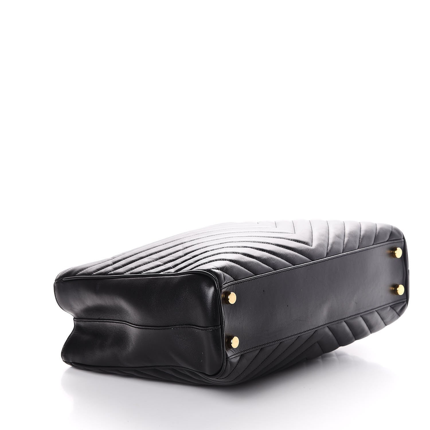 Saint Laurent Grain De Poudre Matelasse Chevron Monogram Shopping Bag Black 3 of 9