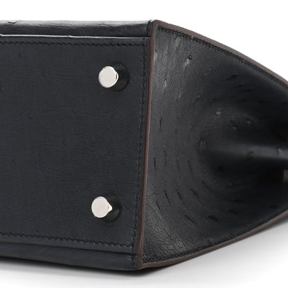 Hermes Ostrich Horseshoe Kelly Sellier 25 Bleu Indigo Rose Tyrien 10 of 11