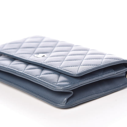 Chanel Lambskin Quilted Wallet On Chain WOC Blue 10 of 11