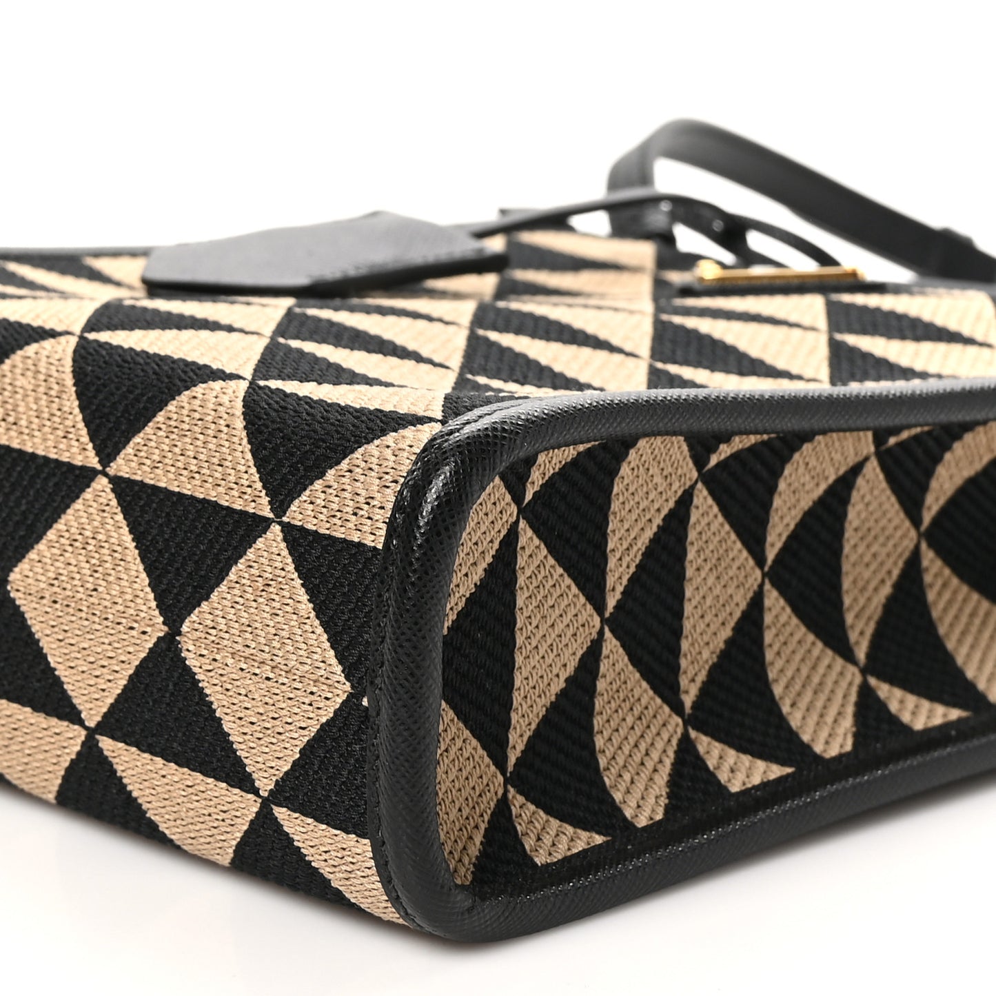 Jacquard Saffiano Triangolo Symbole Embroidered Micro Tote Black Corda