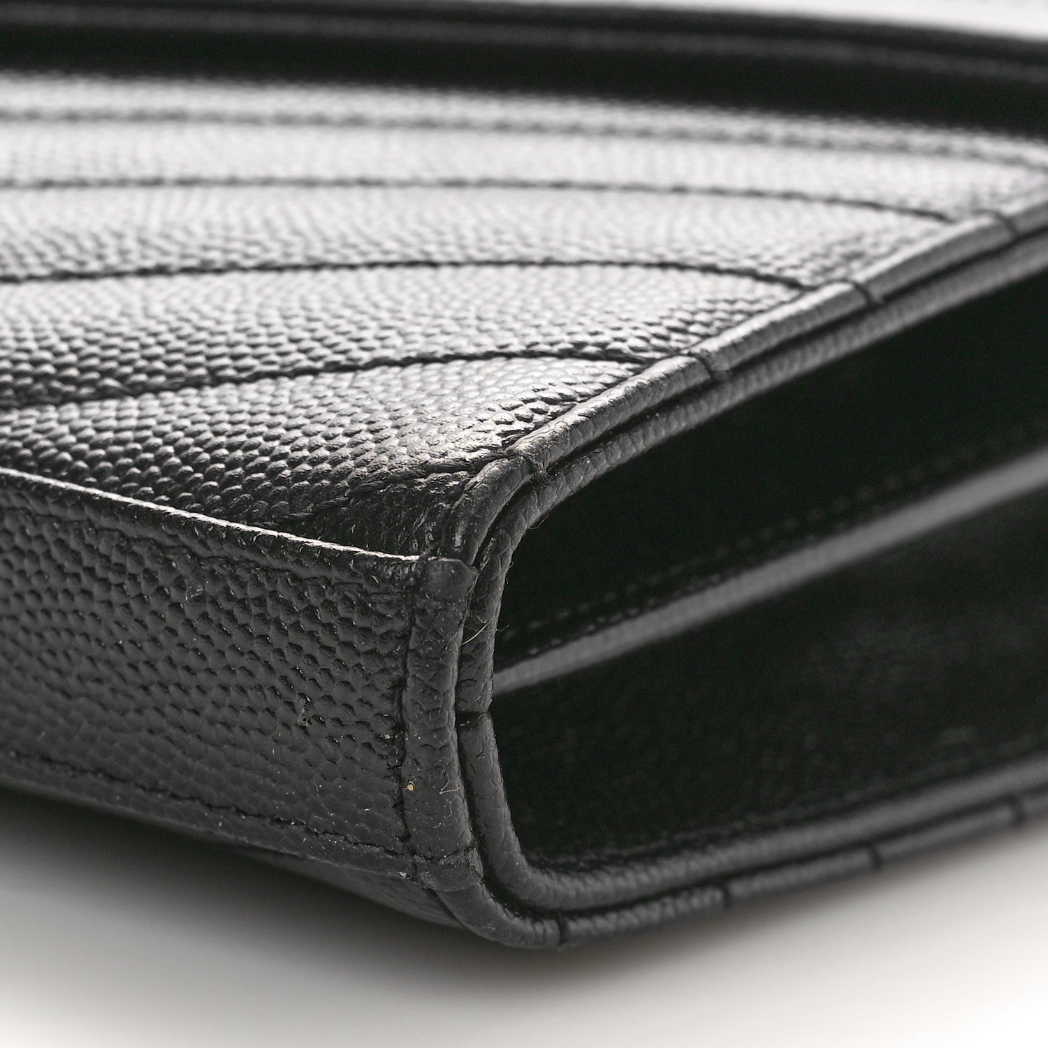 Saint Laurent Grain De Poudre Matelasse Chevron Monogram Chain Wallet Black 10 of 11