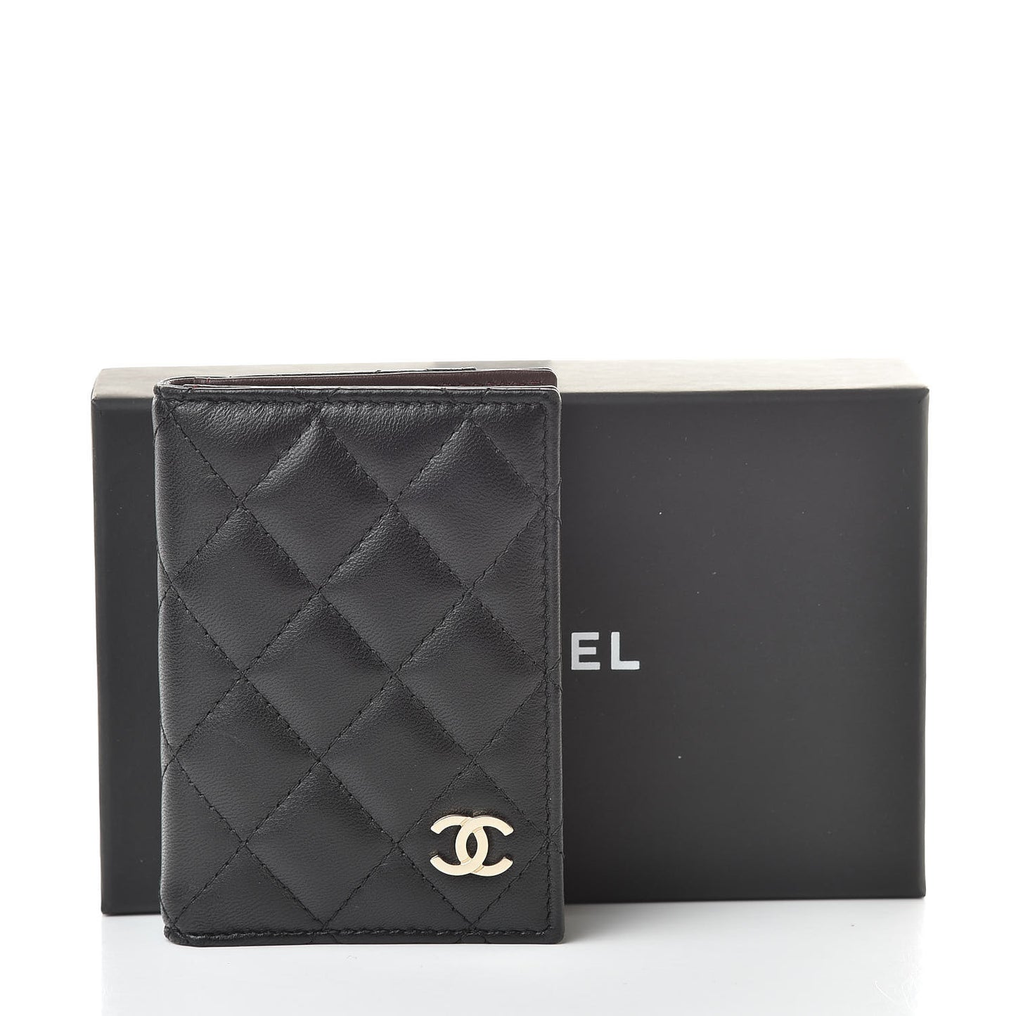 Lambskin Quilted Card Holder Wallet Black