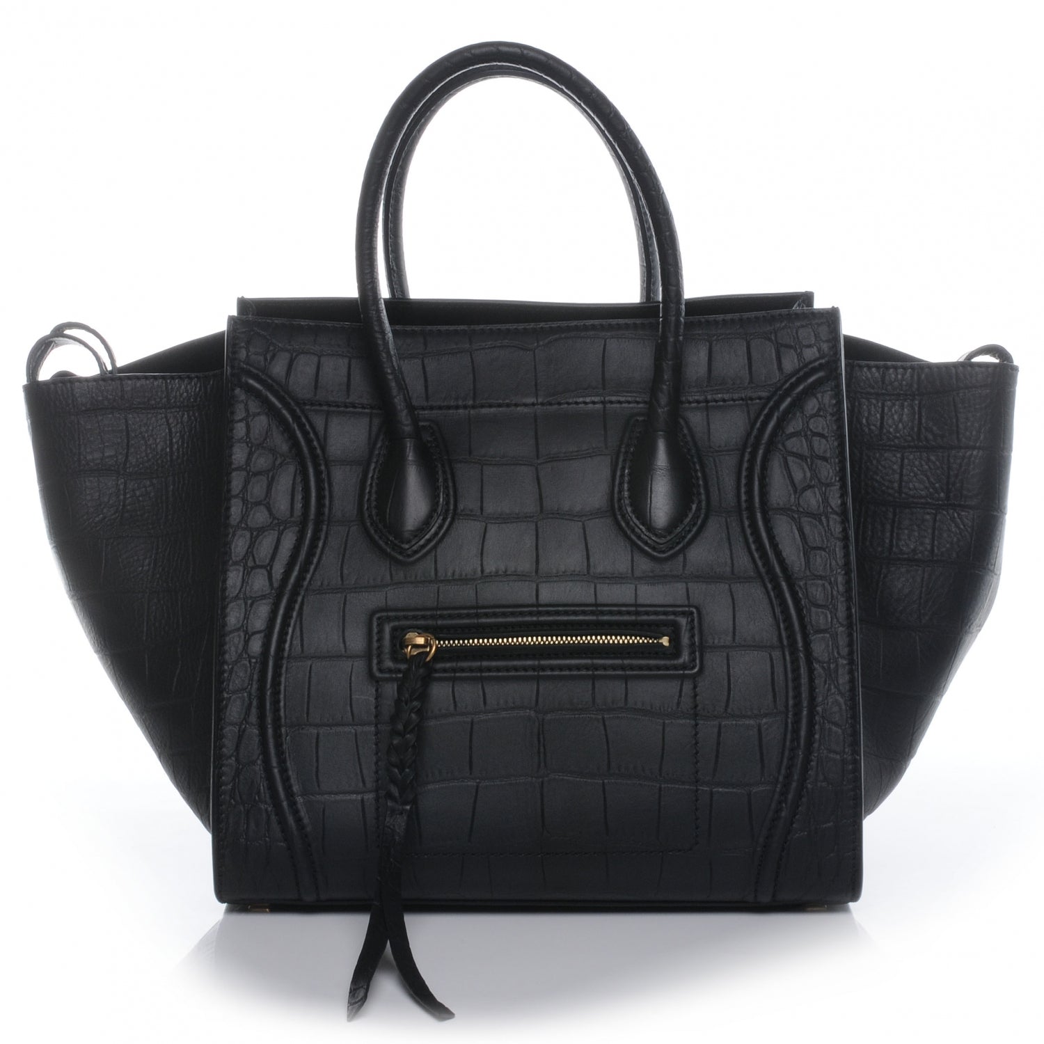 Celine Crocodile Embossed Small Phantom Luggage Black 1 of 8