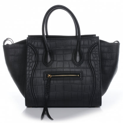 Celine Crocodile Embossed Small Phantom Luggage Black 1 of 8