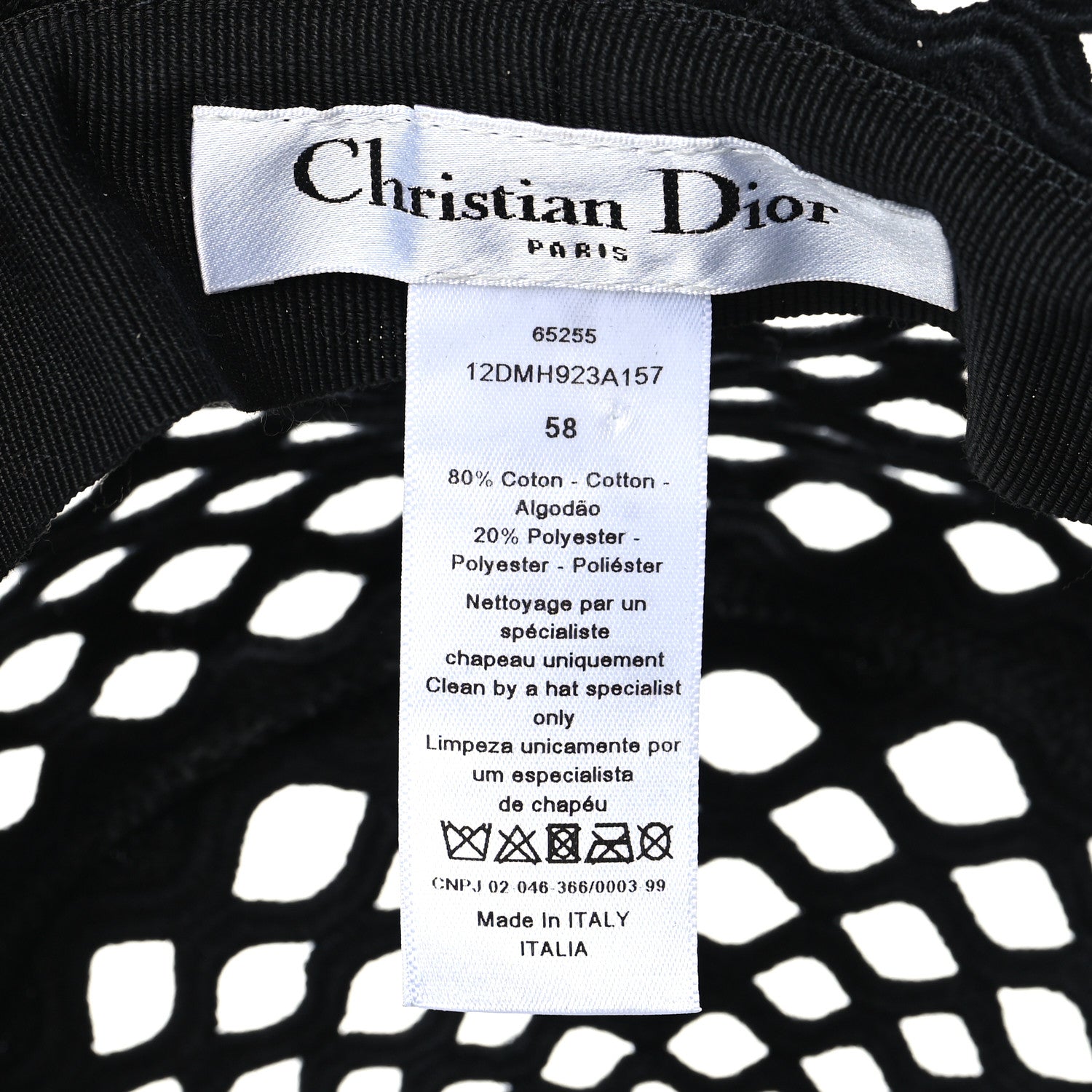 Christian Dior Mesh Small Brim Bucket Hat 58 Black 8 of 8