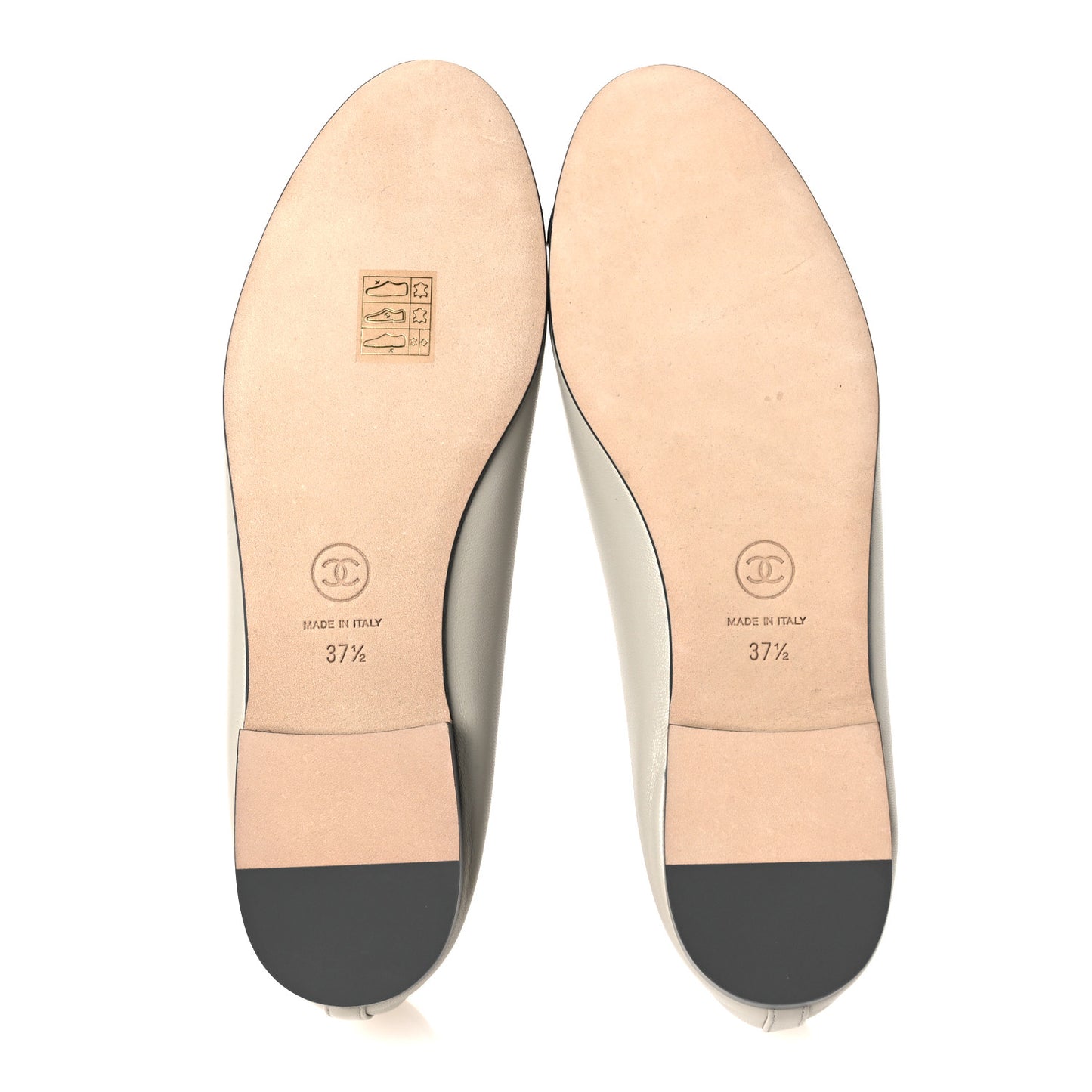 Lambskin Cap Toe CC Ballerina Flats 37.5 Light Gray Dark Gray
