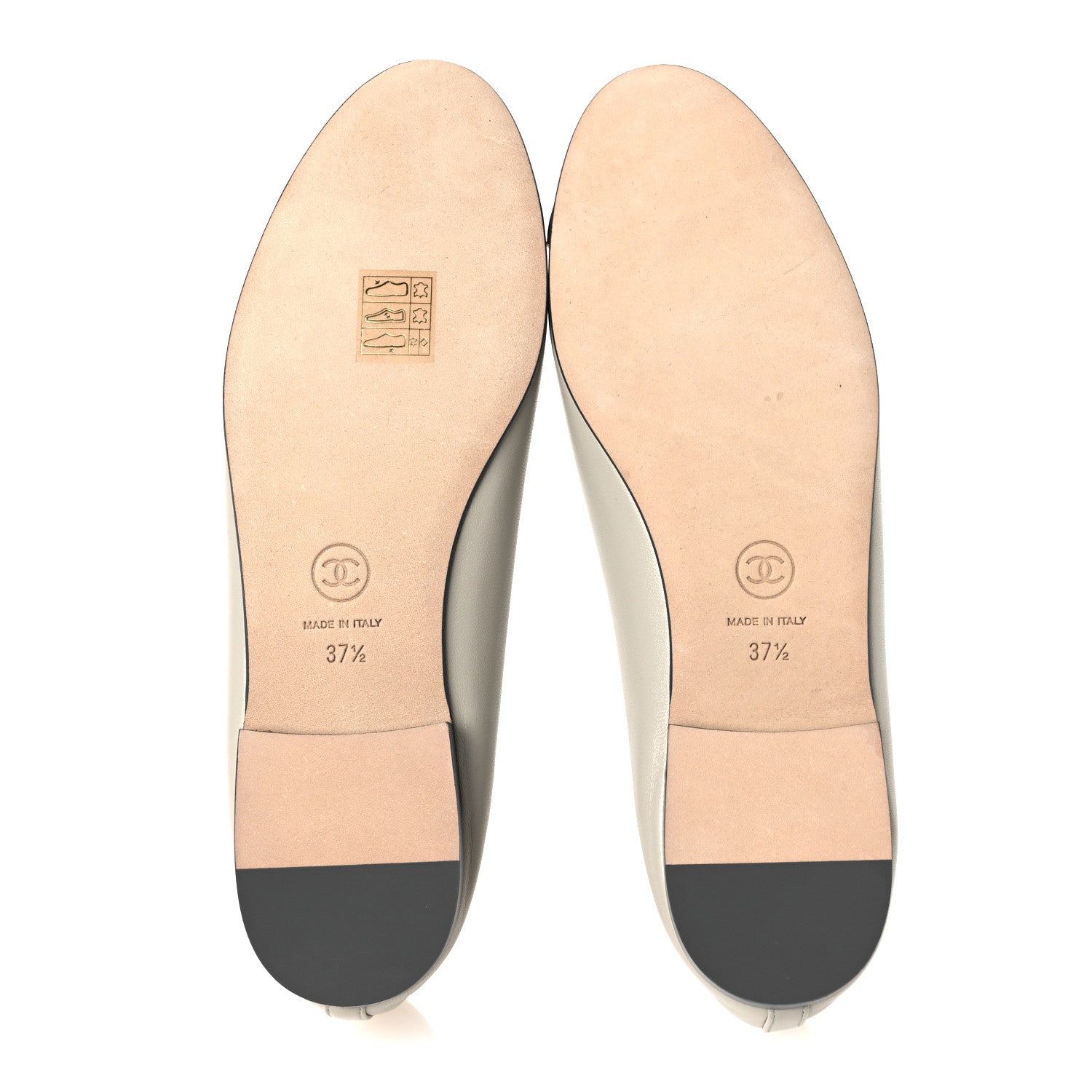 Chanel Lambskin Cap Toe CC Ballerina Flats 37.5 Light Gray Dark Gray 7 of 11