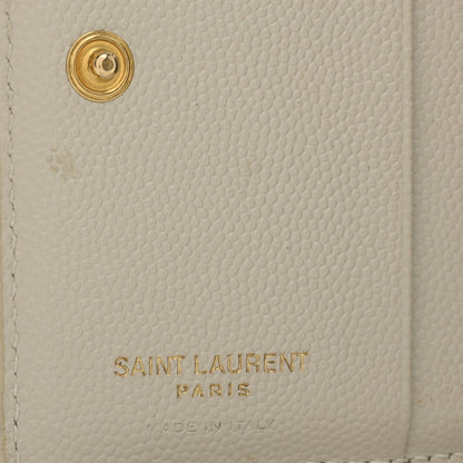 Saint Laurent Grain De Poudre Matelasse Chevron Monogram Zipped Card Case Crema Soft Crema Soft 6 of 15