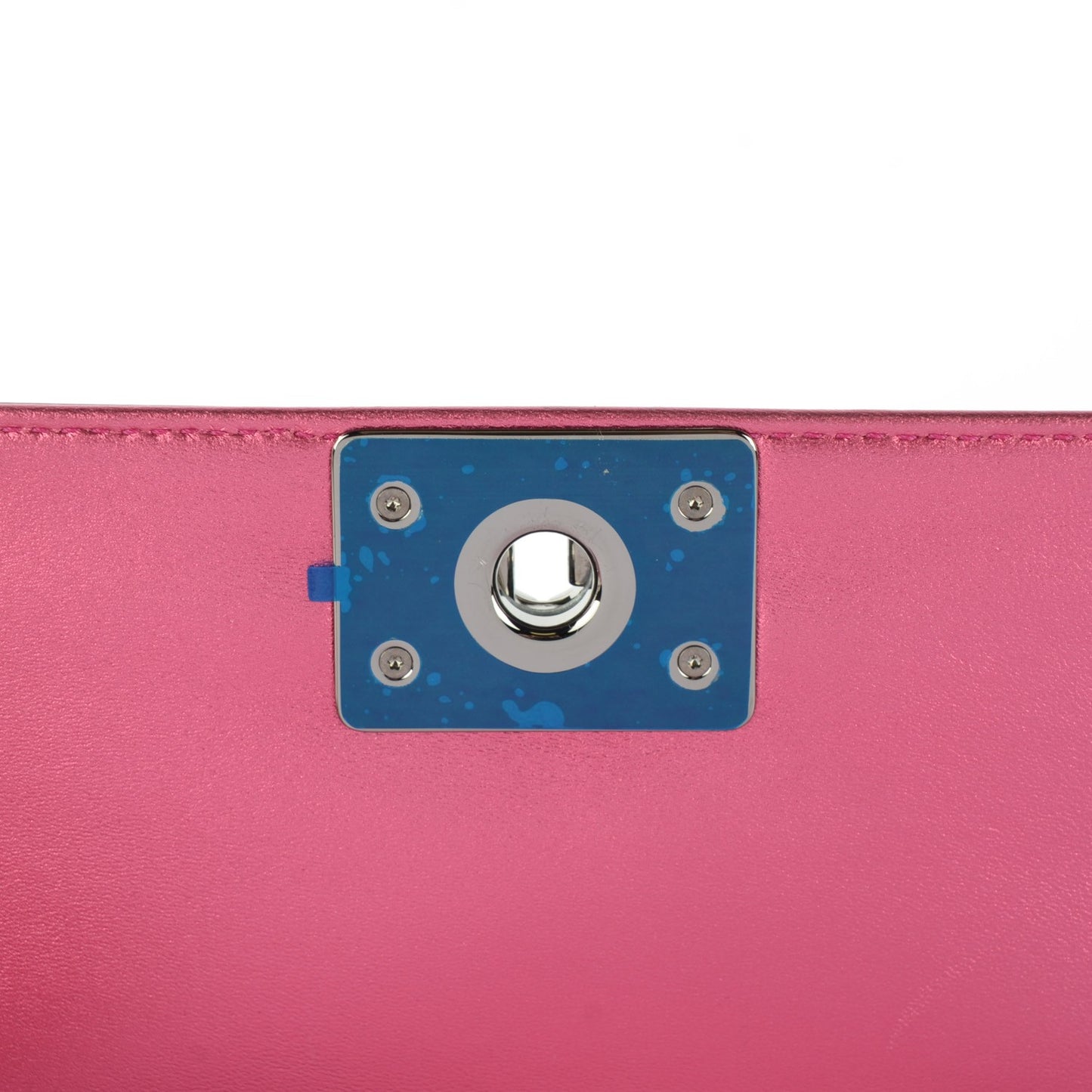 Metallic Patent Calfskin Quilted Small Boy Flap Pink