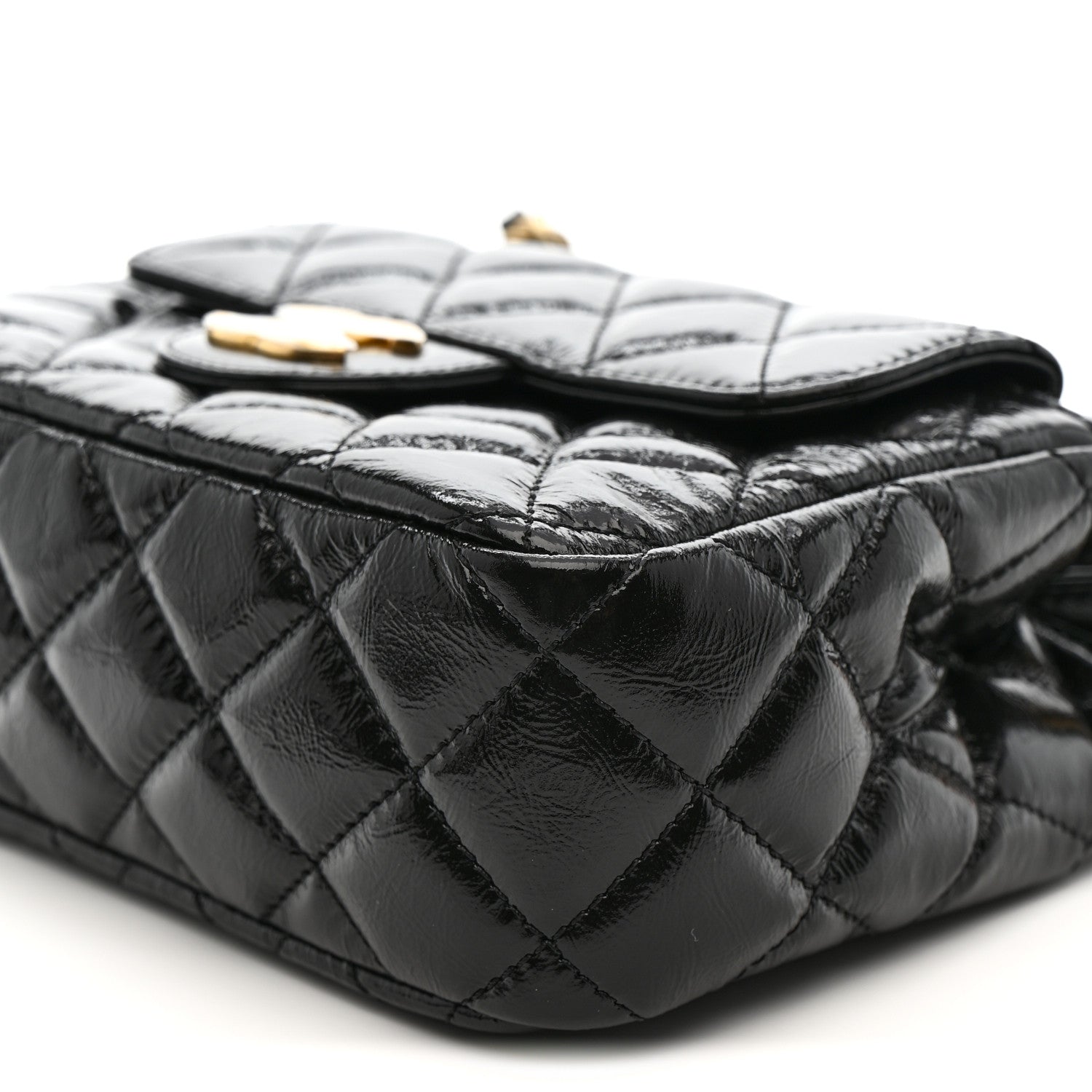 Chanel Shiny Crumpled Calfskin Quilted Small Wavy CC Hobo Black 10 of 11