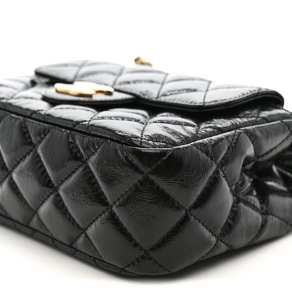 Chanel Shiny Crumpled Calfskin Quilted Small Wavy CC Hobo Black 10 of 11
